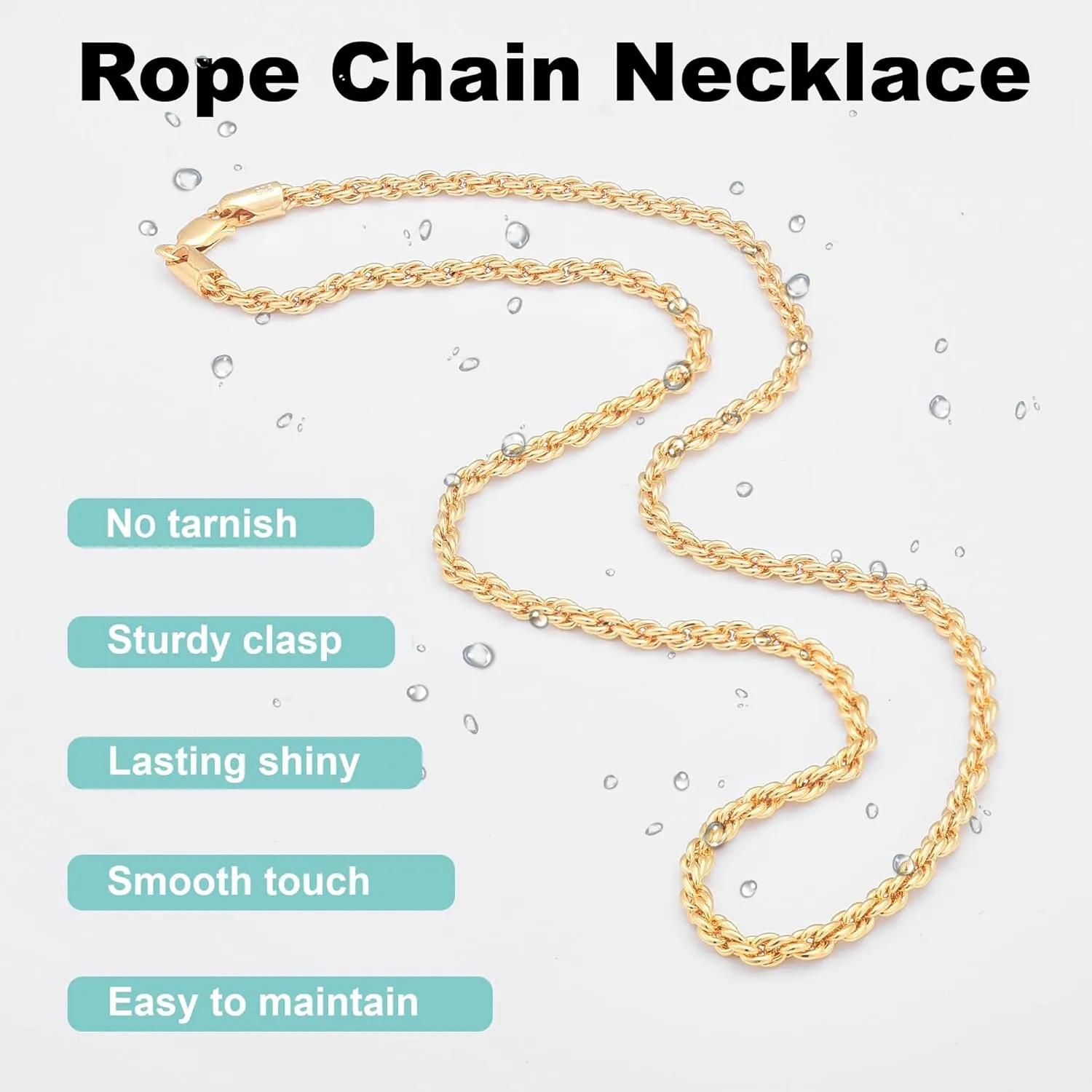 925 Sterling Silver Rope Chain Lobster Clasp 2/2.5/3/4/5mm Gold/Silver Chain for Men Women Silver Necklace Chain 16/18/20/22/24/26/30 Inches