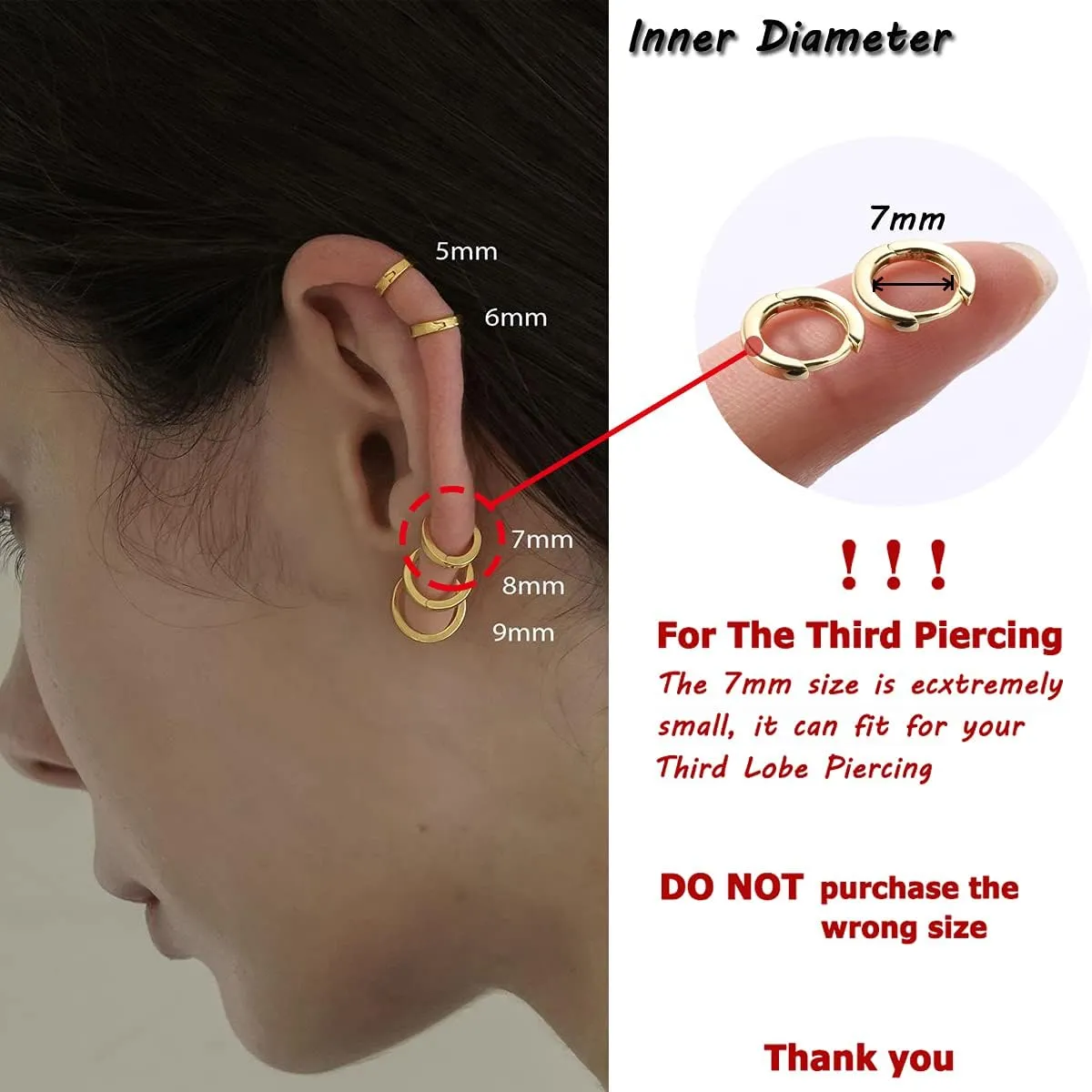 925 Sterling Silver Small Gold Hoop Earrings for Women Girls 14K Gold Huggie Earrings Tiny Hypoallergenic Cartilage Earrings Hoops