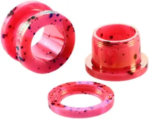 Acrylic Ear Tunnels Plugs, 2PCS Pink Hoop with Dot Pattern Bohemian Earrings Ear Gauges fow Women Men,