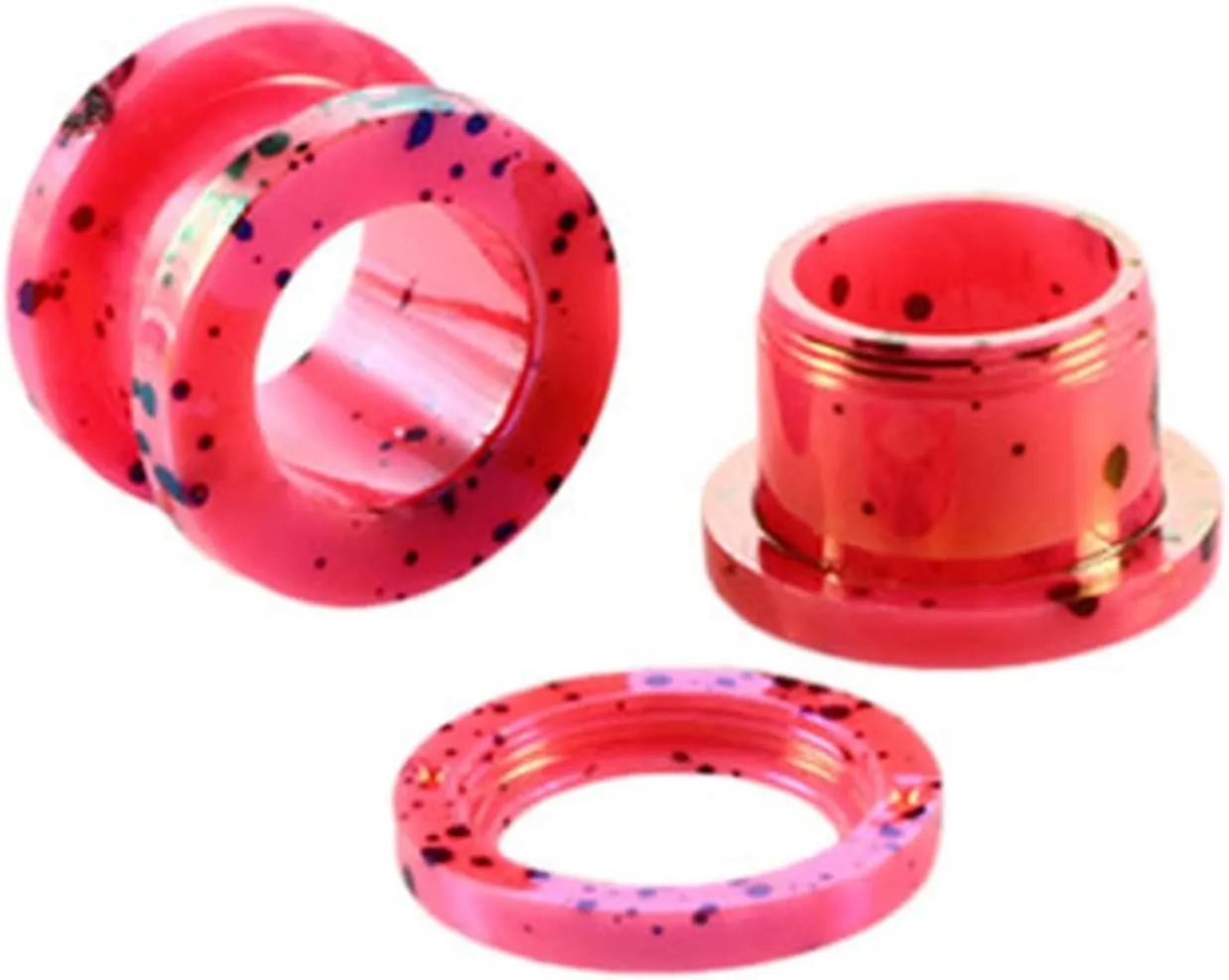 Acrylic Ear Tunnels Plugs, 2PCS Pink Hoop with Dot Pattern Bohemian Earrings Ear Gauges fow Women Men,