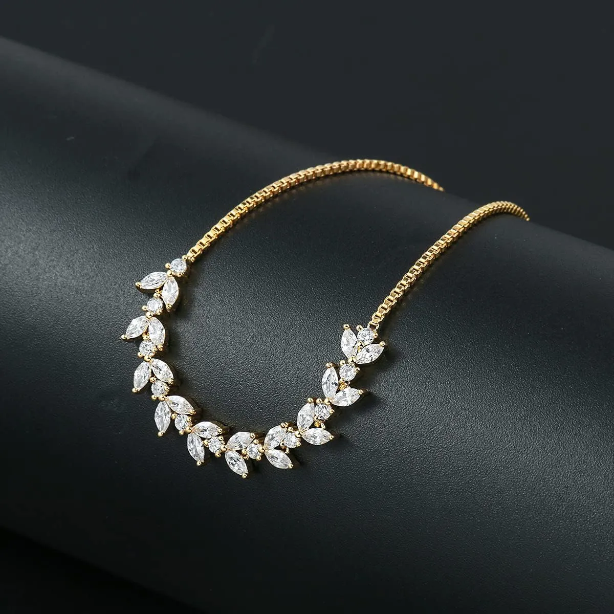 Adjustable Bridal Wedding Tennis Bracelets for Women, Marquise Teardrop Cubic Zirconia Jewelry Chain Bracelet for Party Prom