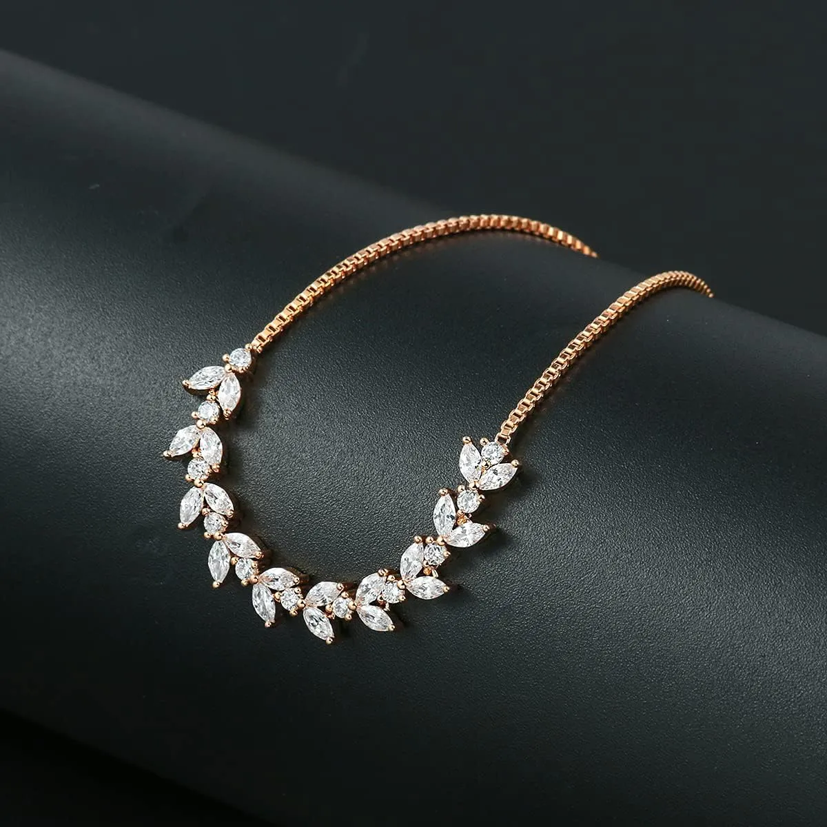 Adjustable Bridal Wedding Tennis Bracelets for Women, Marquise Teardrop Cubic Zirconia Jewelry Chain Bracelet for Party Prom