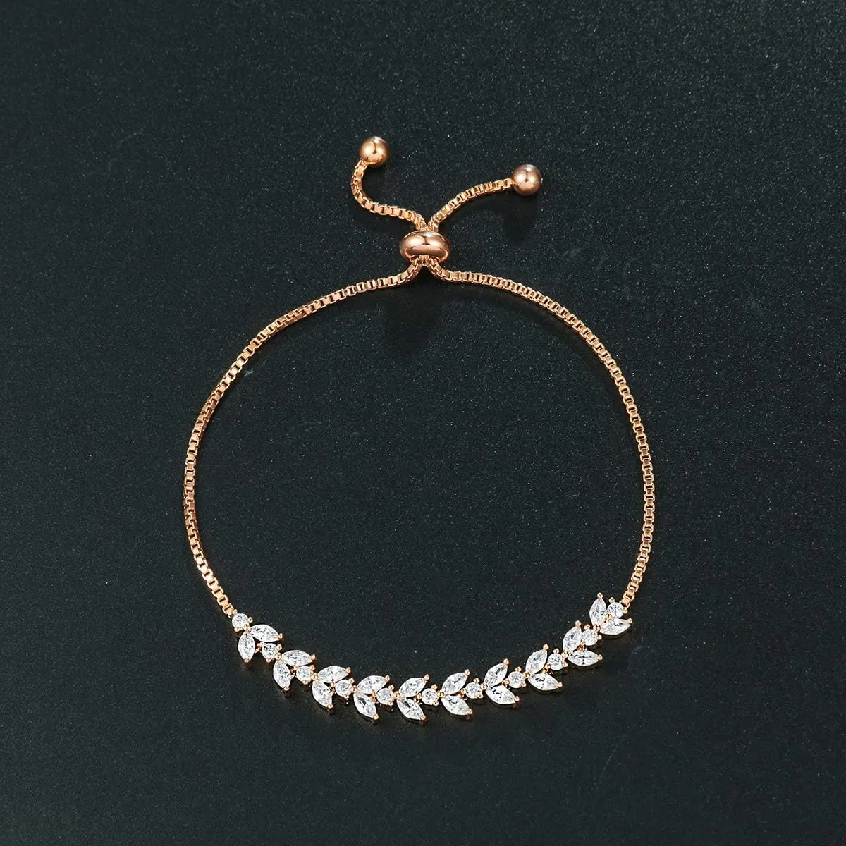 Adjustable Bridal Wedding Tennis Bracelets for Women, Marquise Teardrop Cubic Zirconia Jewelry Chain Bracelet for Party Prom