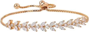 Adjustable Bridal Wedding Tennis Bracelets for Women, Marquise Teardrop Cubic Zirconia Jewelry Chain Bracelet for Party Prom