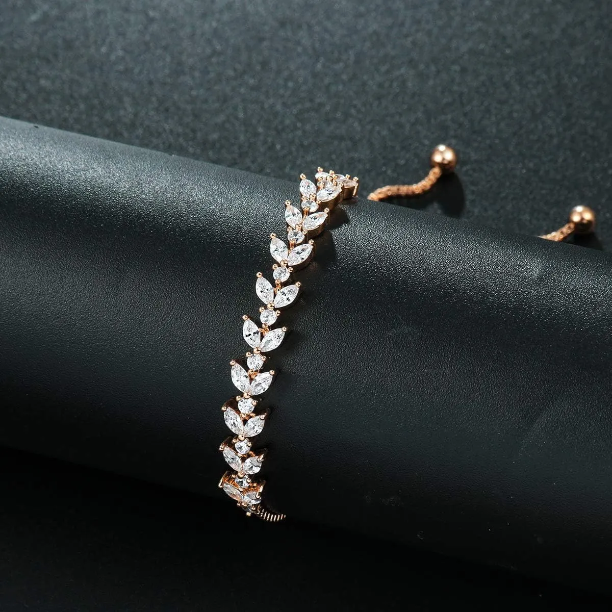Adjustable Bridal Wedding Tennis Bracelets for Women, Marquise Teardrop Cubic Zirconia Jewelry Chain Bracelet for Party Prom