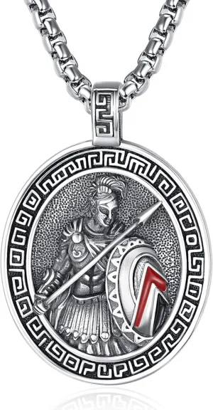 ADMETUS 925 Sterling Silver Greek God Necklaces, Amulet Pendant Necklace, Greek Mythology Protection Jewelry Gifts for Men with 2.5mm 22" 2" Rolo Chain
