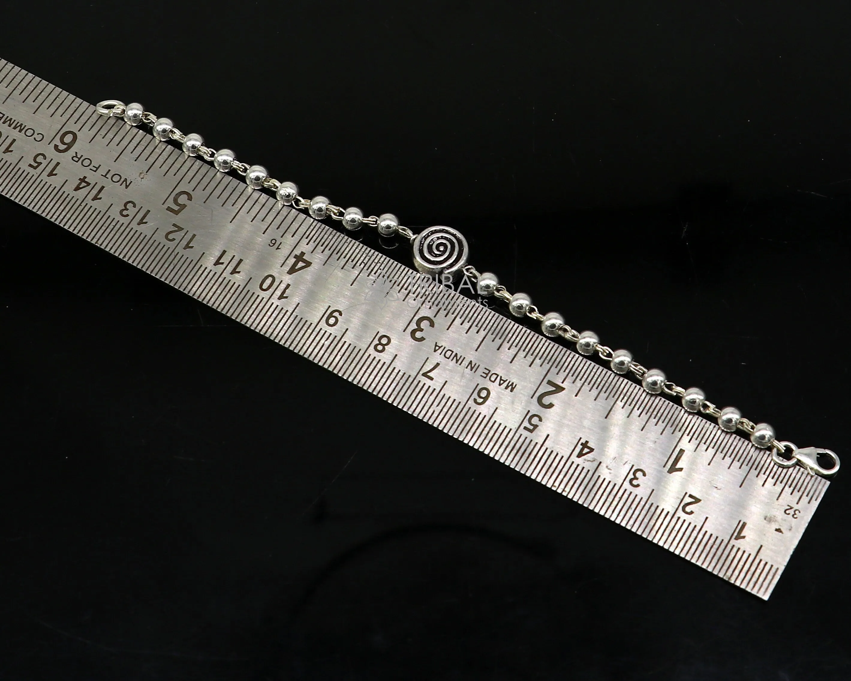 All sizes 925 sterling silver beaded bracelet or anklet for girls and kids/your baby, silver Nazariya/nazarbattu bbr501