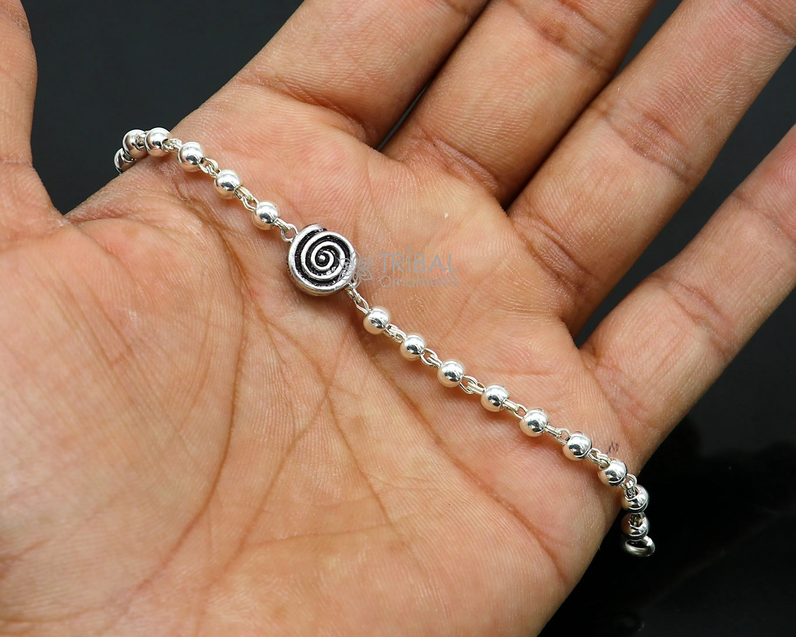 All sizes 925 sterling silver beaded bracelet or anklet for girls and kids/your baby, silver Nazariya/nazarbattu bbr501