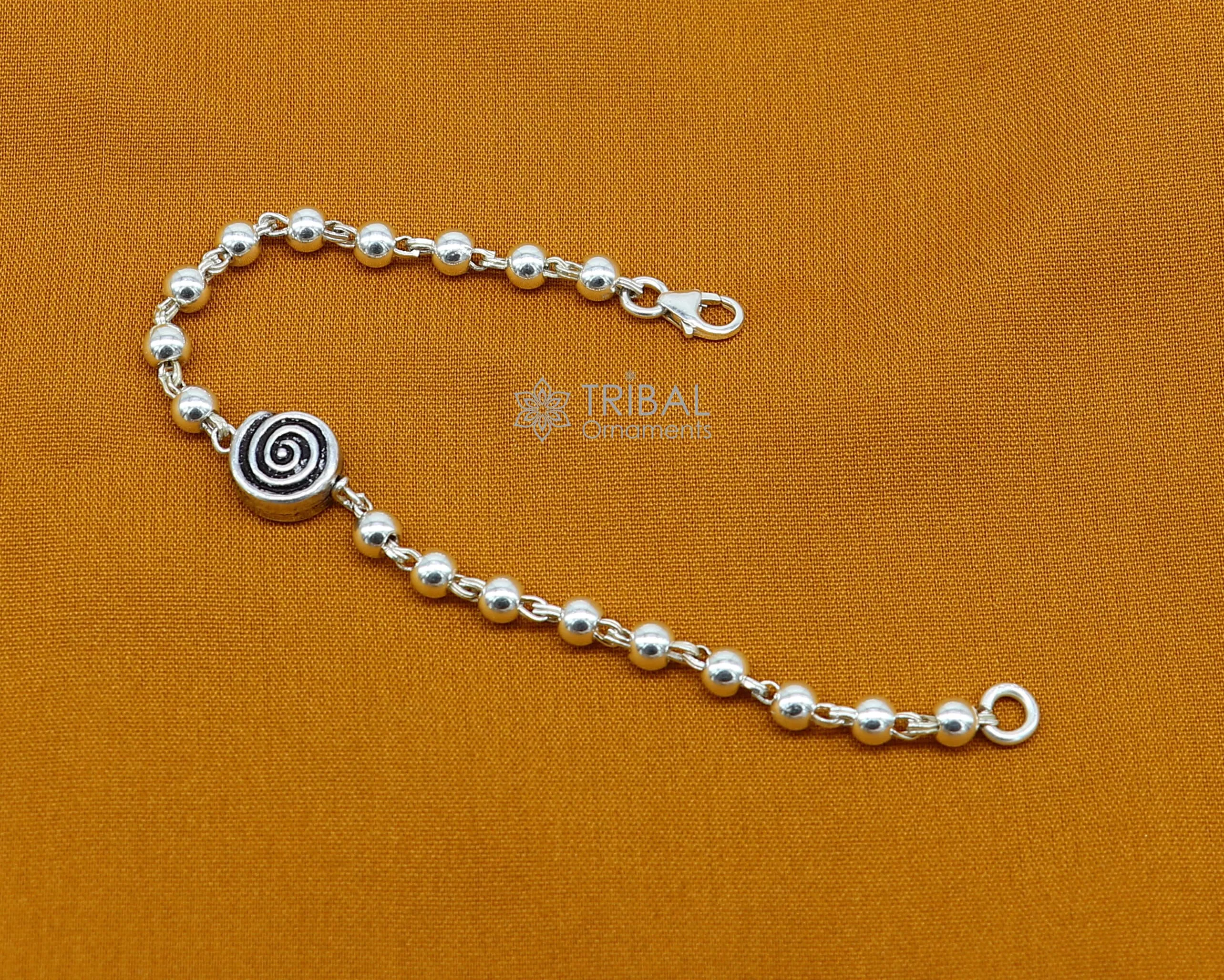 All sizes 925 sterling silver beaded bracelet or anklet for girls and kids/your baby, silver Nazariya/nazarbattu bbr501