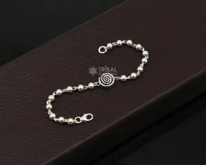 All sizes 925 sterling silver beaded bracelet or anklet for girls and kids/your baby, silver Nazariya/nazarbattu bbr501