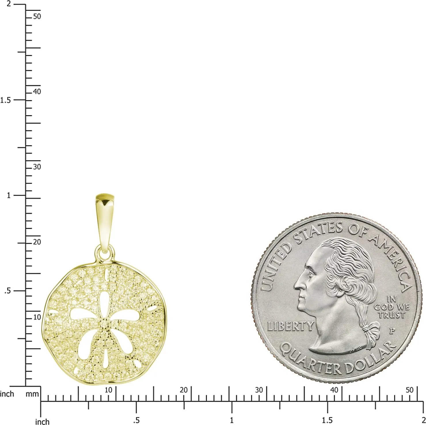 Aloha Jewelry Company 925 Sterling Silver Sand Dollar Cubic Zirconia Pave Sea Life Charm Necklace Pedant with 18" Box Chain, Nickle Free Hypoallergenic for Sensitive Skin, with Gift Box