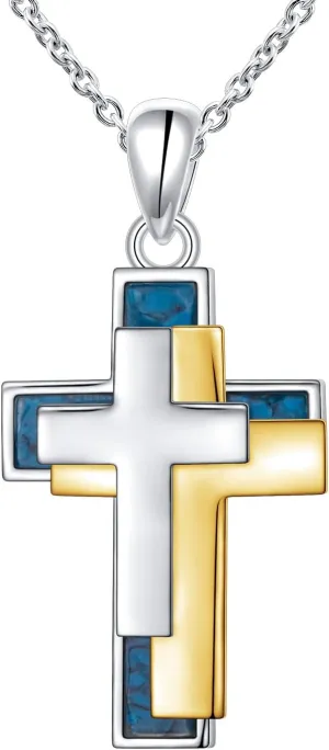 Alphm Faith Cross Necklace for Women 925 Sterling Silver Mustard Seed Cross Triple Cross Pendant Necklaces Christian Faith Jewelry for Mom Wife Daughter