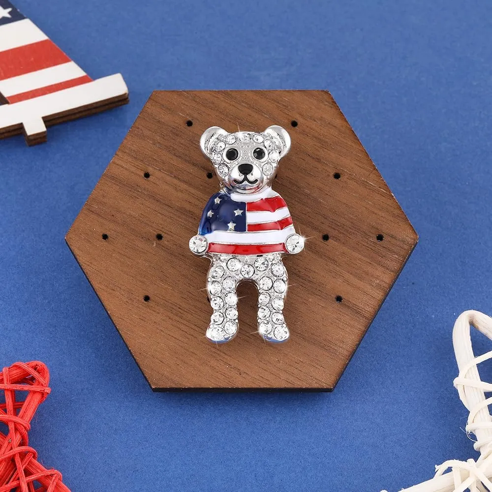American Flag 4th of July Brooch Pins for Women | USA Heart Victory Smiley Face Trio Patriotic Memorial Day Pins | American Independence Day Party Gifts for Women