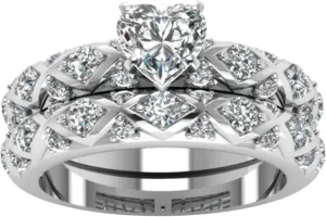 American Full Pattern Peach and Heart Couple Diamonds Inlaid European Zircon Ring Diamonds Micro-Inlaid Rings Big Ring (Sliver, 5)