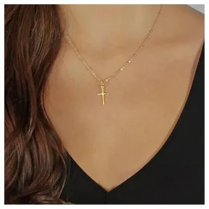 Andelaisi Boho Cross Choker Necklace Gold Jesus Cross Necklace Choker Gold Cross Pendant Necklace Vintage Crucifix Religious Necklace Jewelry for Women