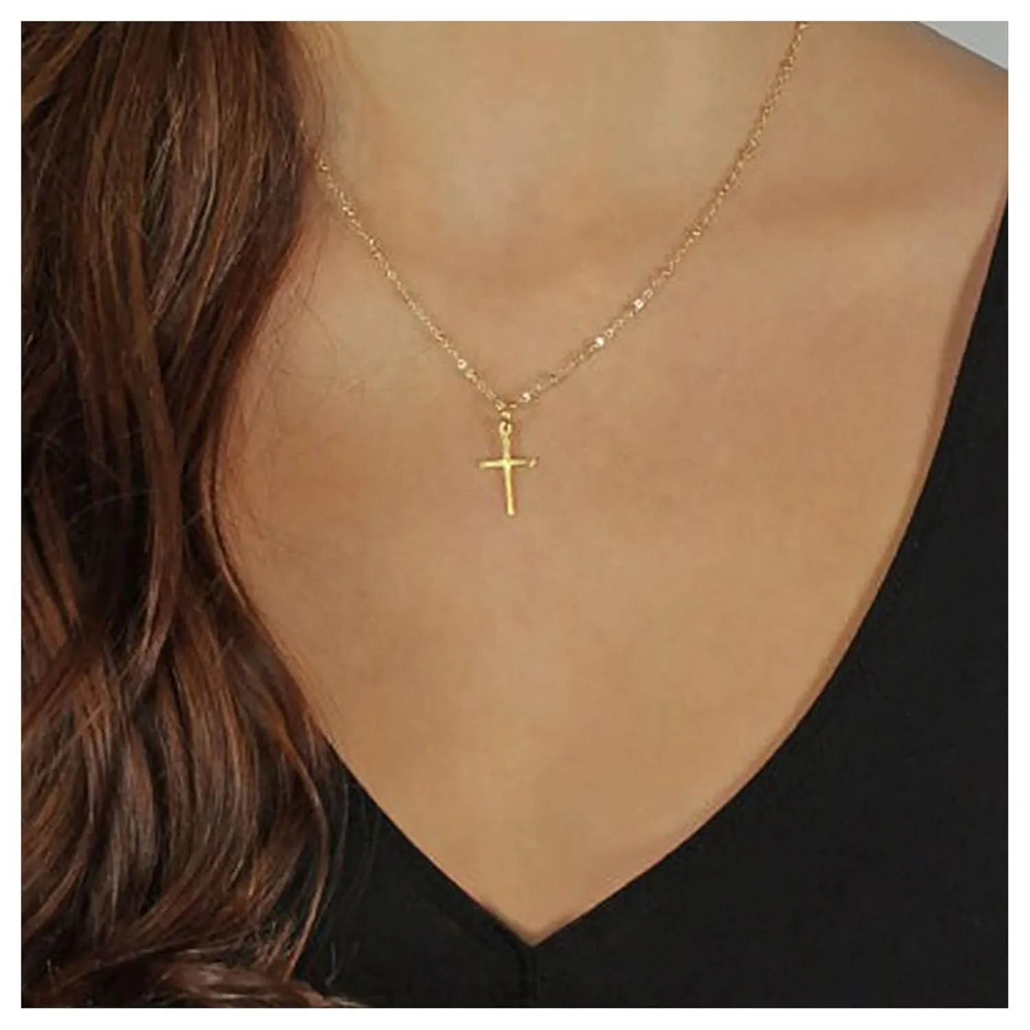 Andelaisi Boho Cross Choker Necklace Gold Jesus Cross Necklace Choker Gold Cross Pendant Necklace Vintage Crucifix Religious Necklace Jewelry for Women