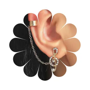 Andelaisi Boho Tassel Chain Cuff Earrings Gold Cz Crawler Climber Earrings Vintage Musical Note Stud Earrings Small Hoop Wrap Chain Earring Retro Chain Pendant Earrings Jewelry for Women