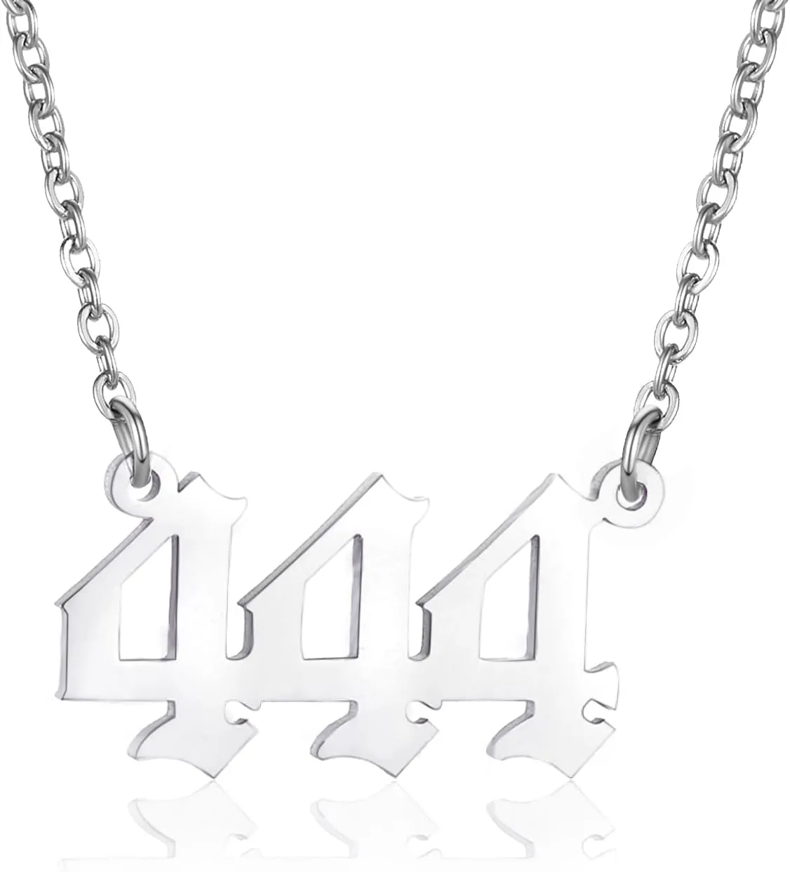 Angel Number Necklace Stainless Steel Old English Numerology Jewelry 111 222 333 444 555 666 777 888 999 Lucky Number Minimalist Pendant for Women