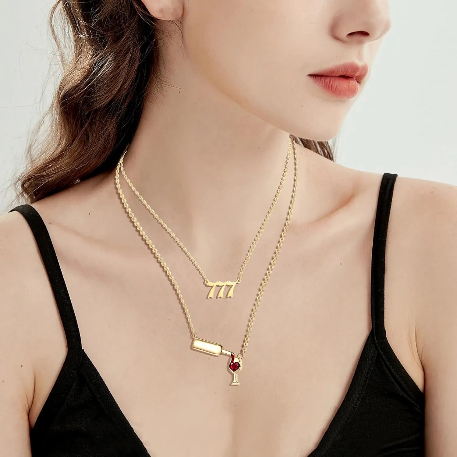 Angel Number Necklace Stainless Steel Old English Numerology Jewelry 111 222 333 444 555 666 777 888 999 Lucky Number Minimalist Pendant for Women