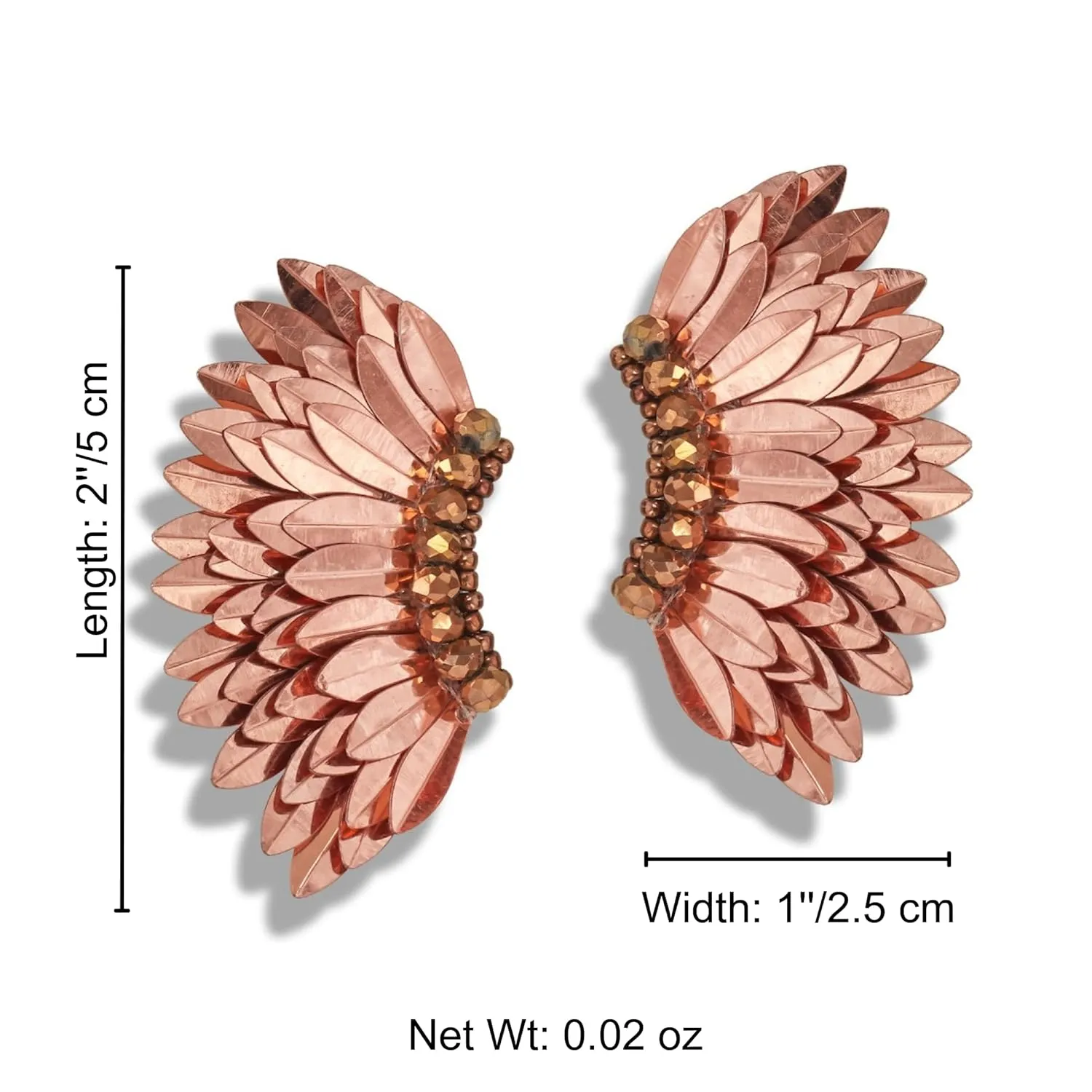 Angel wing earrings for women, Small statement Handmade Prom Earrings, Wings stud for girls, Beaded Butterfly winged Earrings