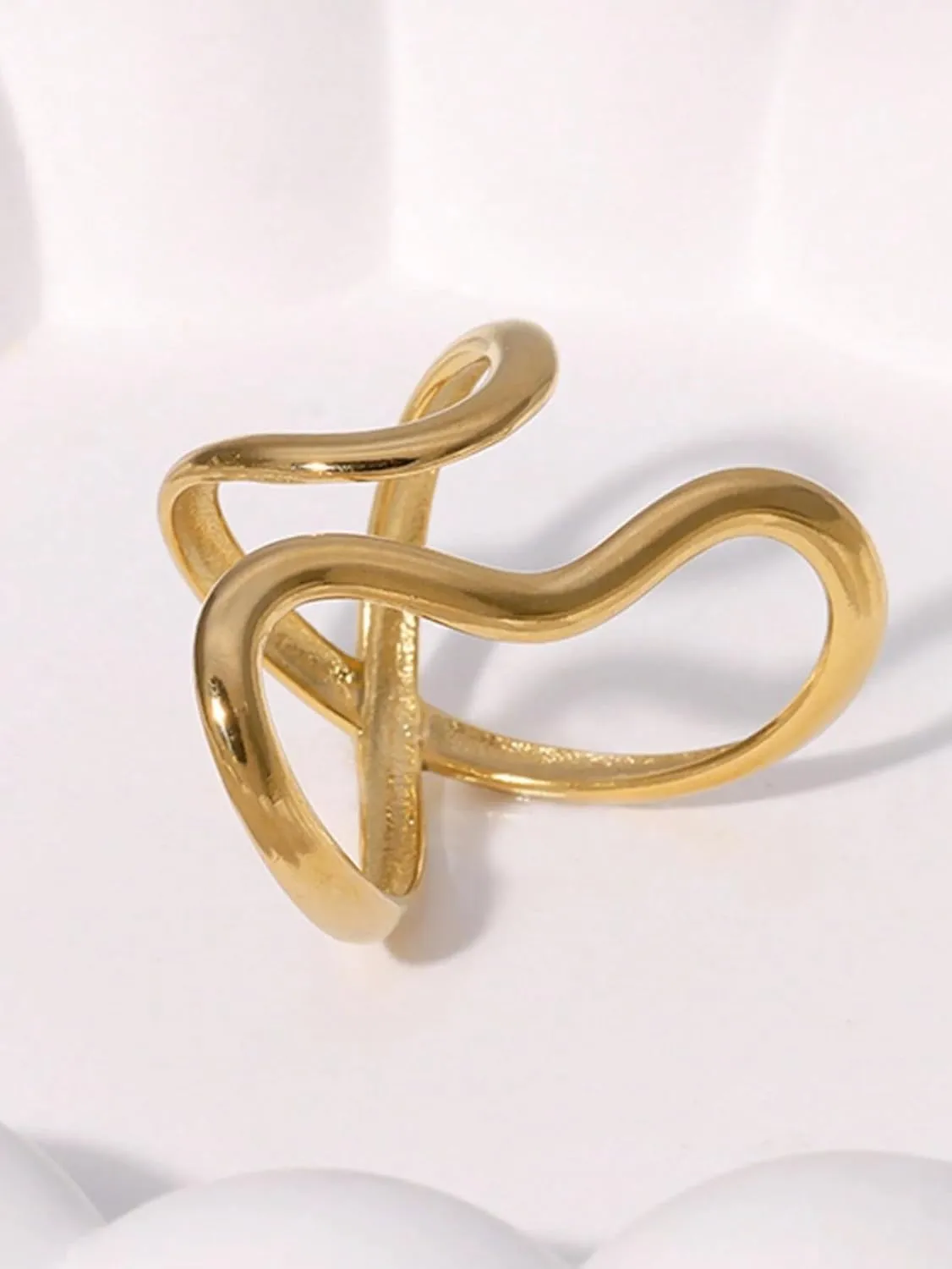 Angyape Gold Thumb Rings for Women/Men,Chunky Asymmetrical Wave Curve Open Ring Stainless Steel Adjustable Plated Ring Bold Thick Statement Thumb Rings Jewelry Gifts For Women Men