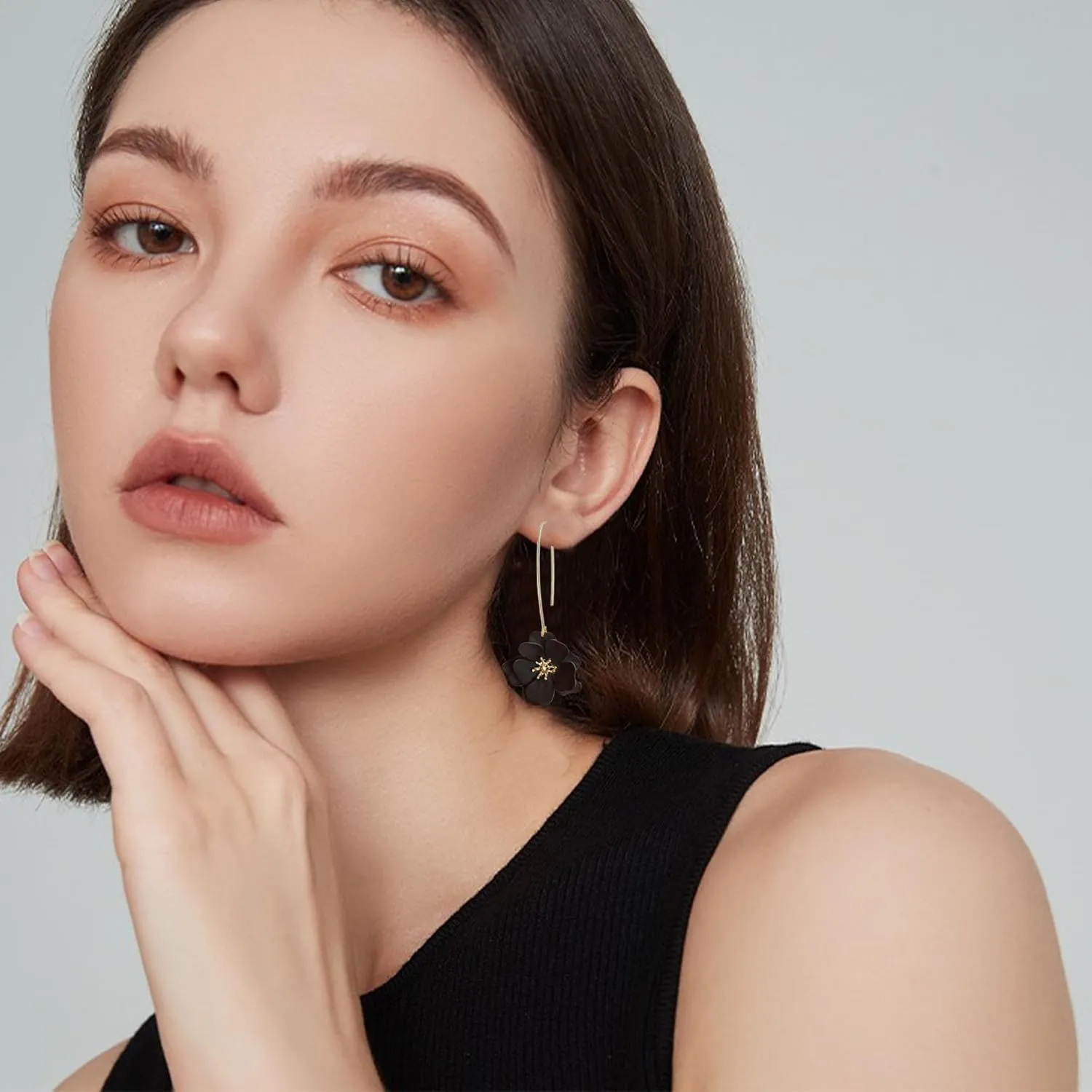Anmpab Bohemian Matte Flower Dangle Drop Earrings floral Stud Earrings For Women Statement Wedding Holiday Jewelry