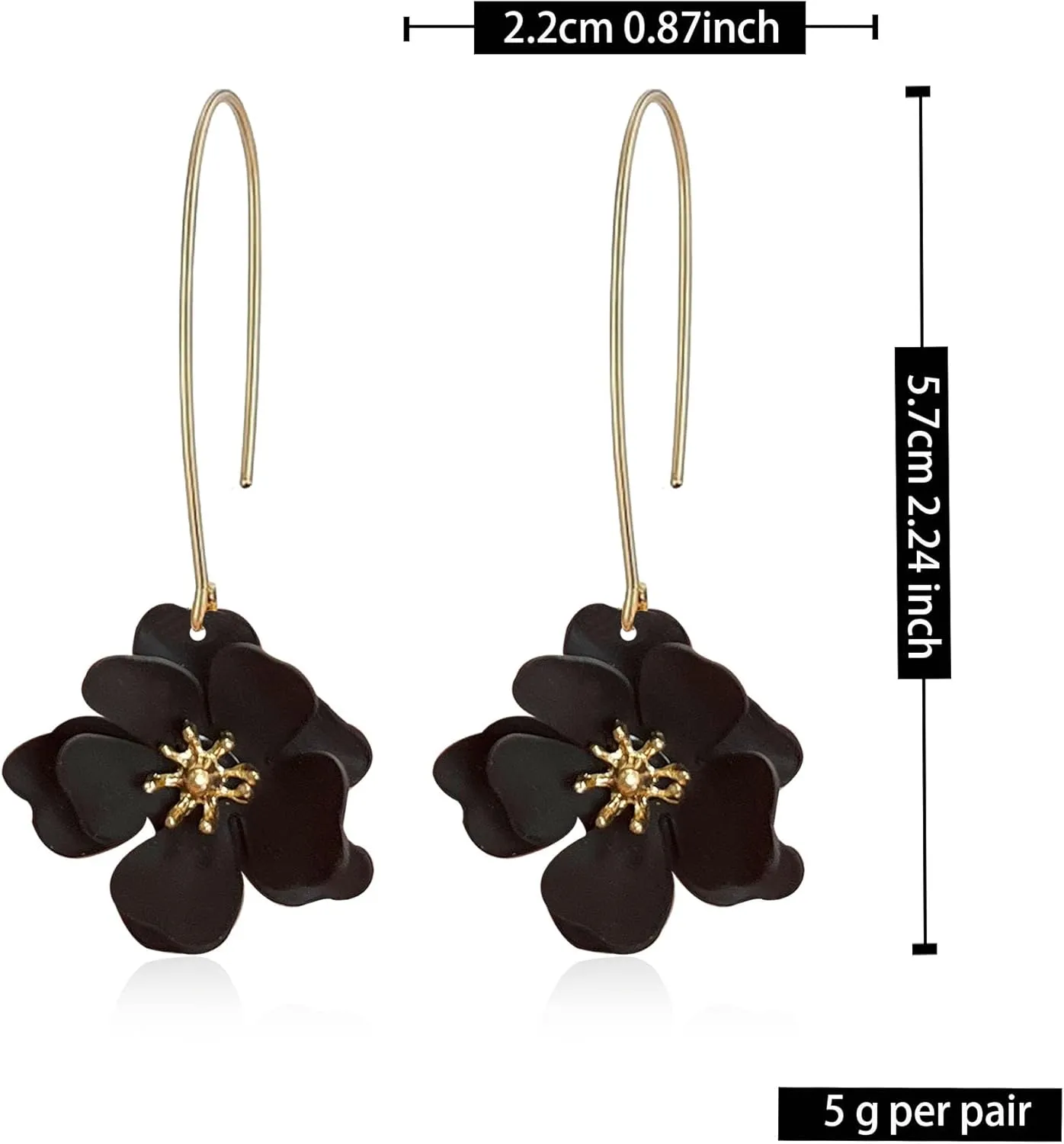 Anmpab Bohemian Matte Flower Dangle Drop Earrings floral Stud Earrings For Women Statement Wedding Holiday Jewelry