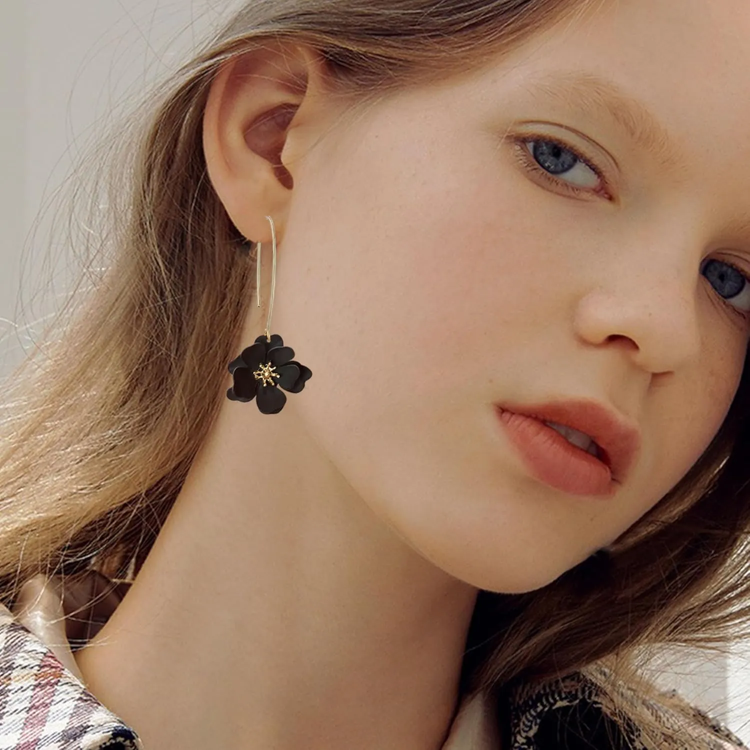 Anmpab Bohemian Matte Flower Dangle Drop Earrings floral Stud Earrings For Women Statement Wedding Holiday Jewelry