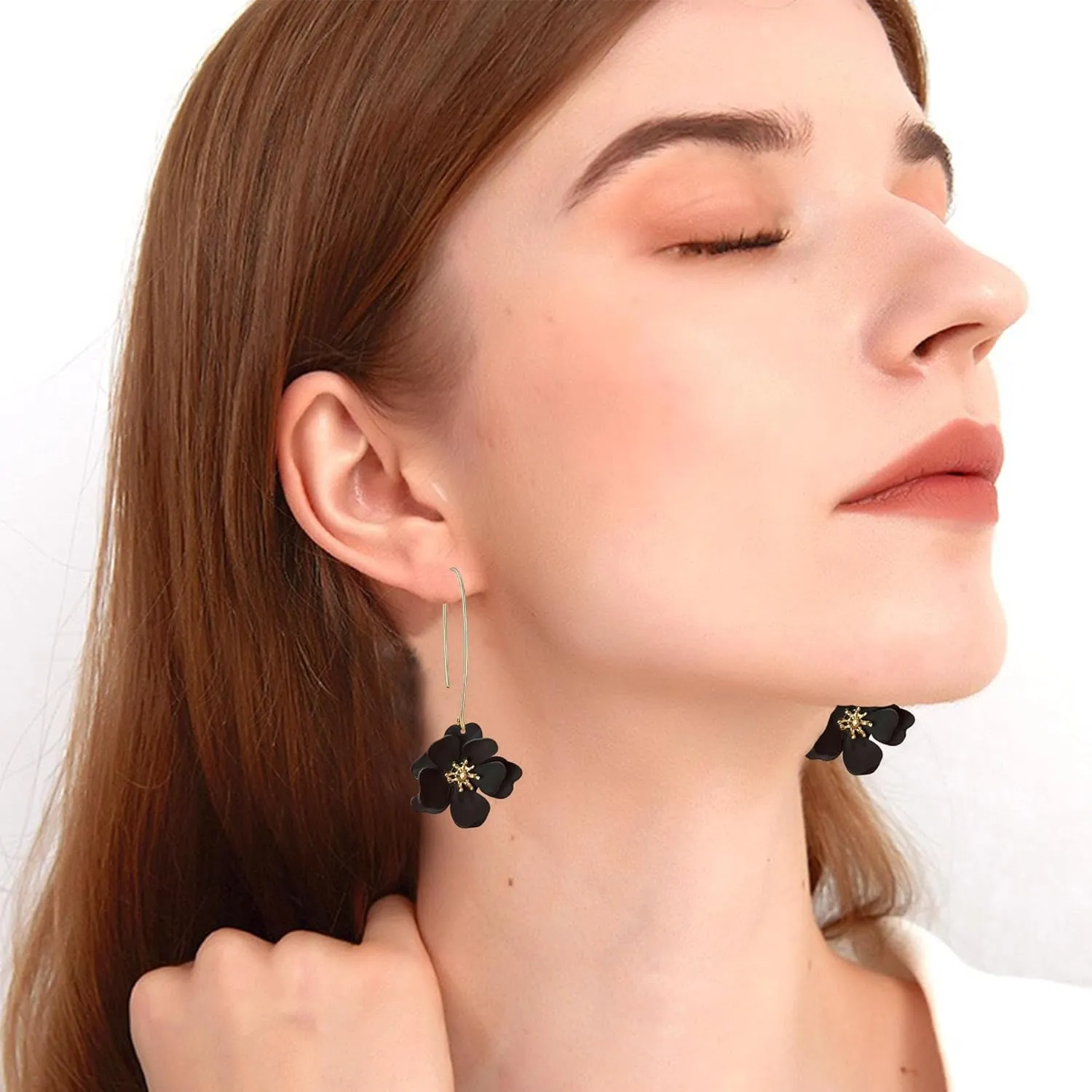 Anmpab Bohemian Matte Flower Dangle Drop Earrings floral Stud Earrings For Women Statement Wedding Holiday Jewelry