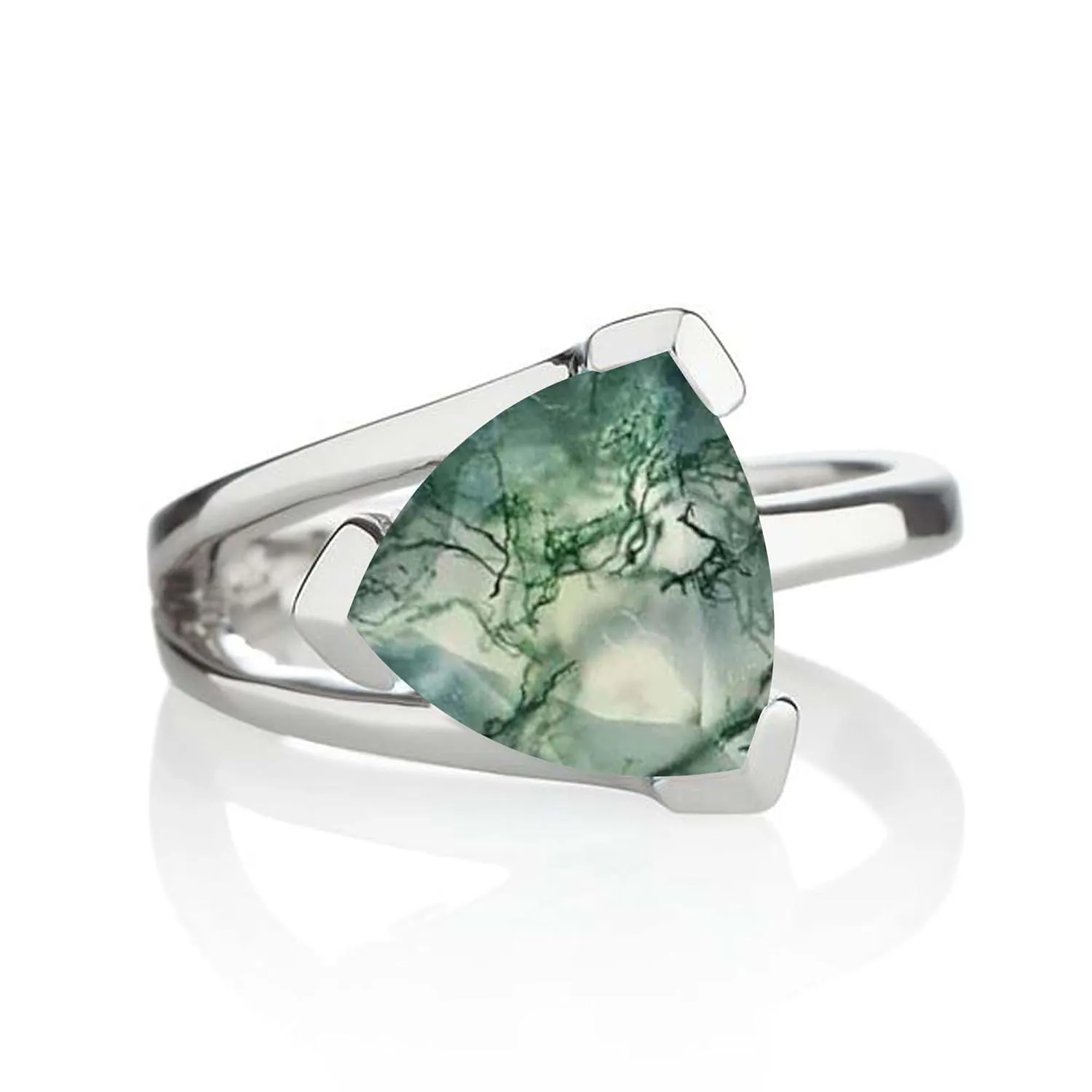 Antique Designer Moss Agate Gemstone Ring 925 Sterling Silver Ring Friendshp Love Gift Women & Girls Heling Green Agate Gemstone Handmade Bohemian Ring (Moss Agate)