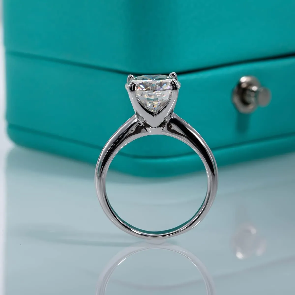 AnuClub Cushion/Emerald/Pear Moissanite Engagement Ring, D Color 925 Sterling Silver, Eternity Wedding Promise Anniversary Band Rings for Women