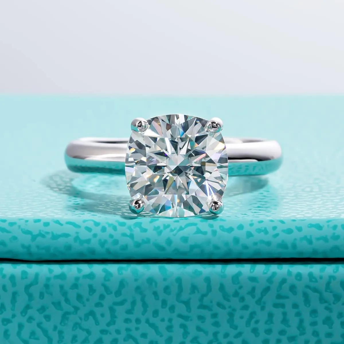 AnuClub Cushion/Emerald/Pear Moissanite Engagement Ring, D Color 925 Sterling Silver, Eternity Wedding Promise Anniversary Band Rings for Women