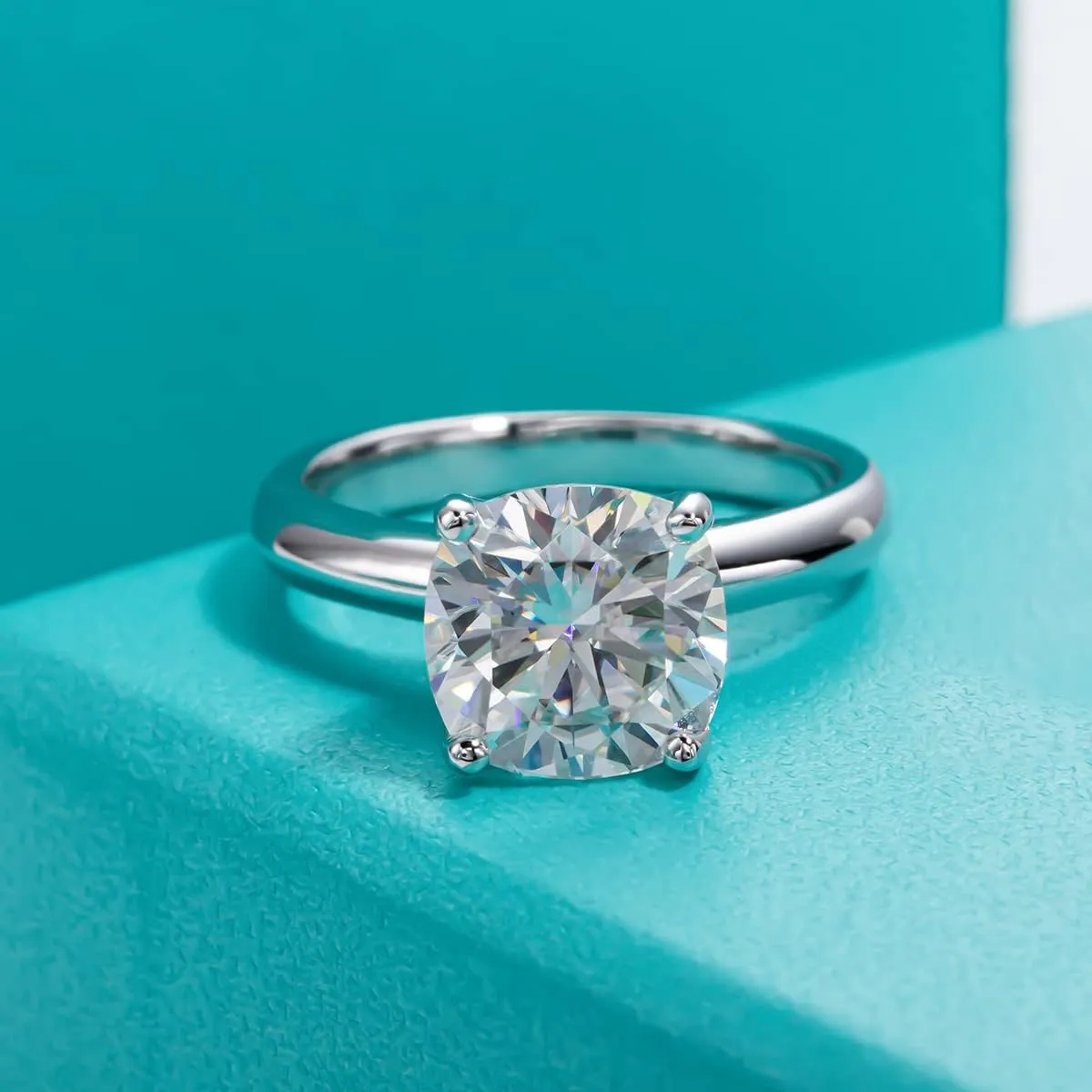 AnuClub Cushion/Emerald/Pear Moissanite Engagement Ring, D Color 925 Sterling Silver, Eternity Wedding Promise Anniversary Band Rings for Women