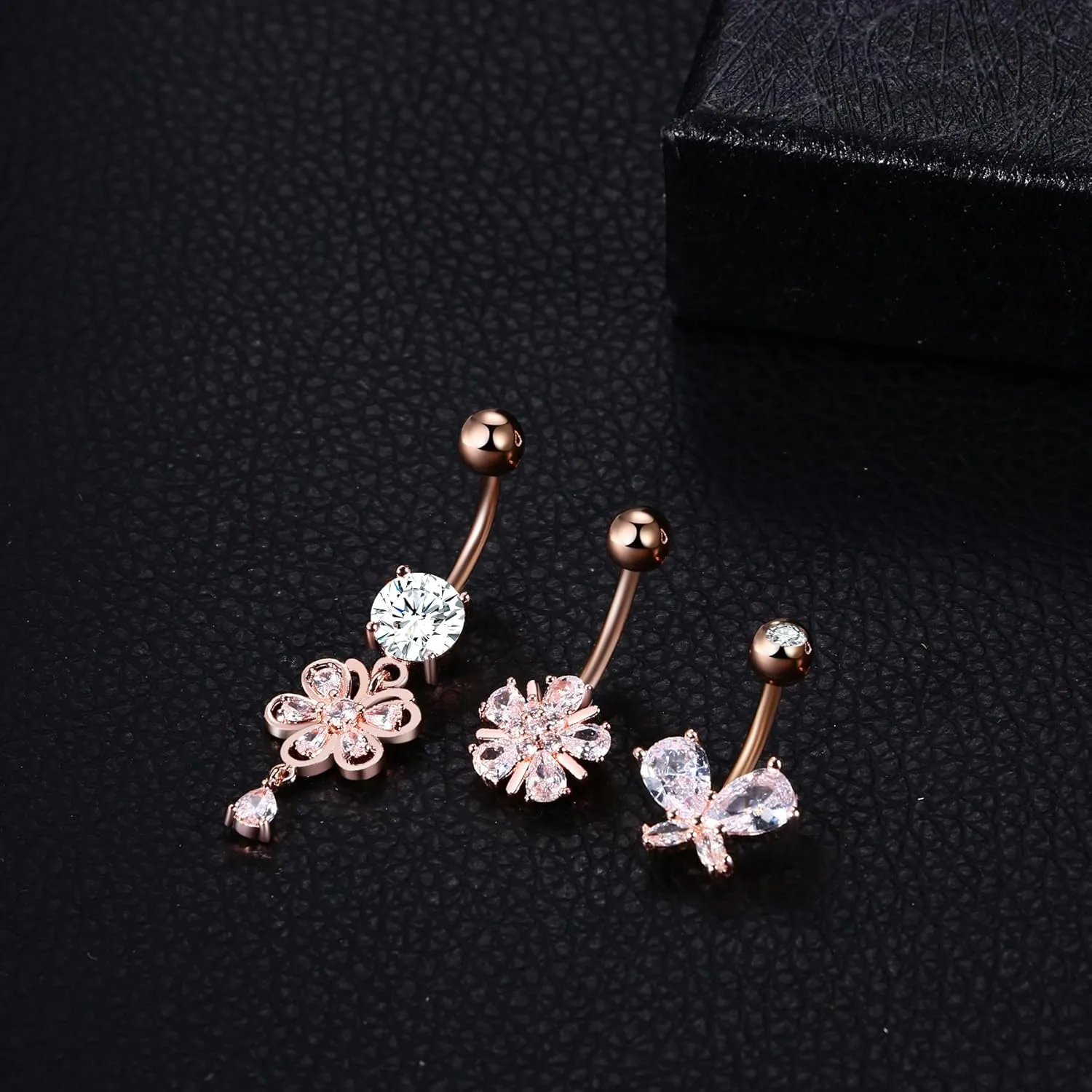 Aroncent 3Pcs 14G Stainless Steel Belly Button Ring for Women Navel Rings Barbell CZ Body Piercing Jewelry