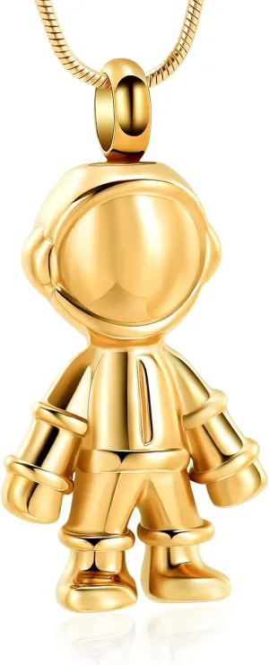 Astronaut Urn Necklace for Ashes Cremation Jewelry for Women Men Stainless Steel Spaceman Memorial Necklaces Ash Holder for Human Pets Keepsake Jewelry for Loved Ones with Fill Tool