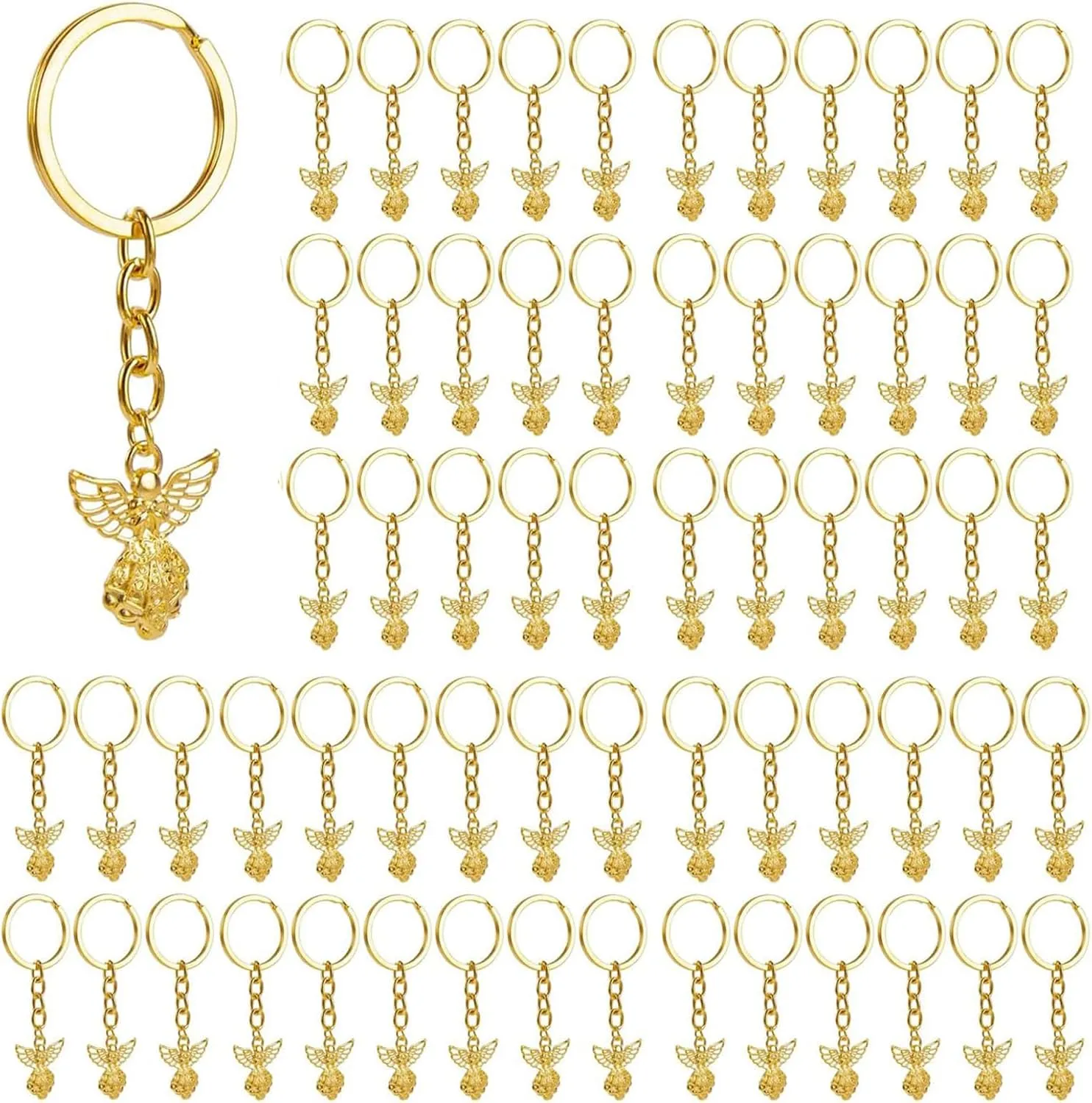 AUEAR, Silver Tone Guardian Angel Charm Keychain Key Ring for Wedding Party Favors Arts Crafts DIY