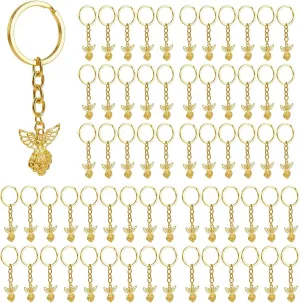 AUEAR, Silver Tone Guardian Angel Charm Keychain Key Ring for Wedding Party Favors Arts Crafts DIY