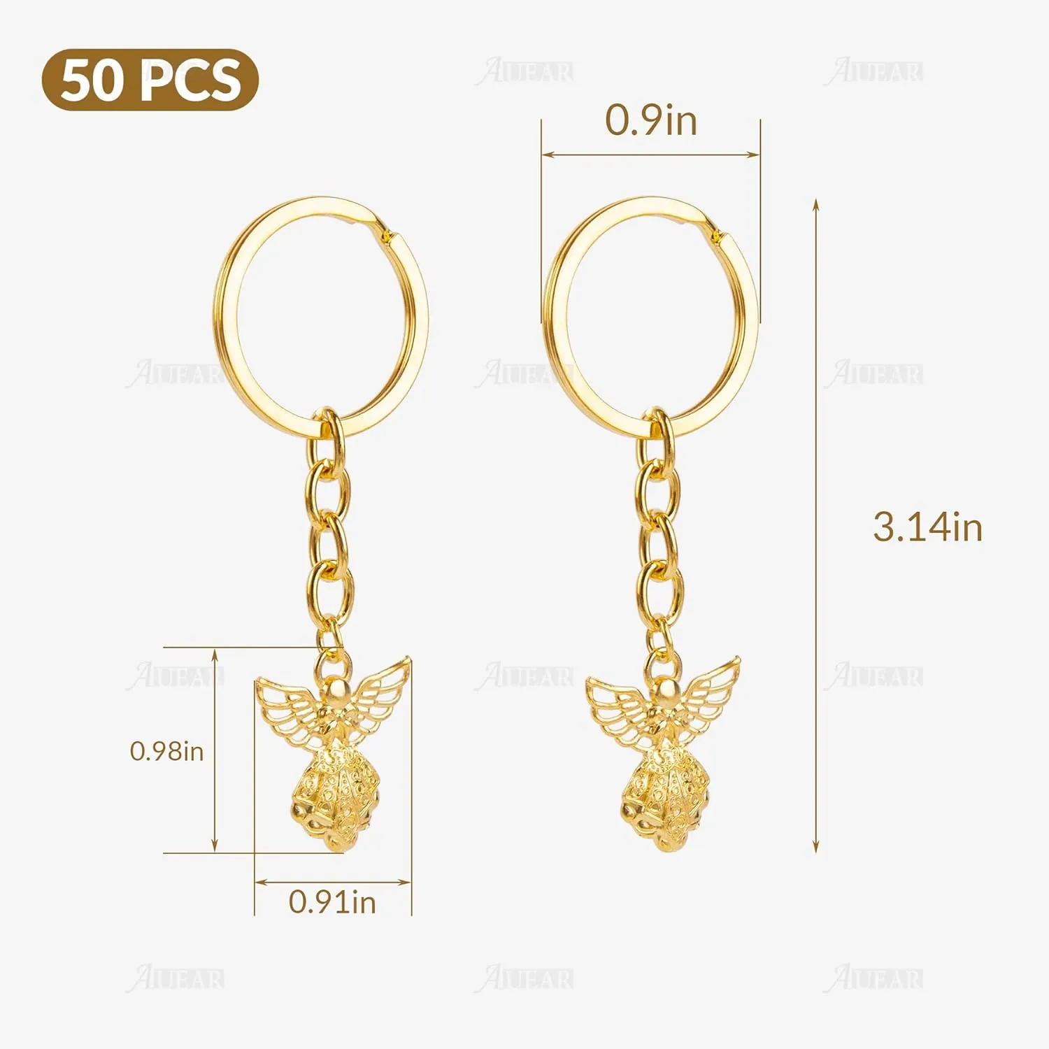 AUEAR, Silver Tone Guardian Angel Charm Keychain Key Ring for Wedding Party Favors Arts Crafts DIY