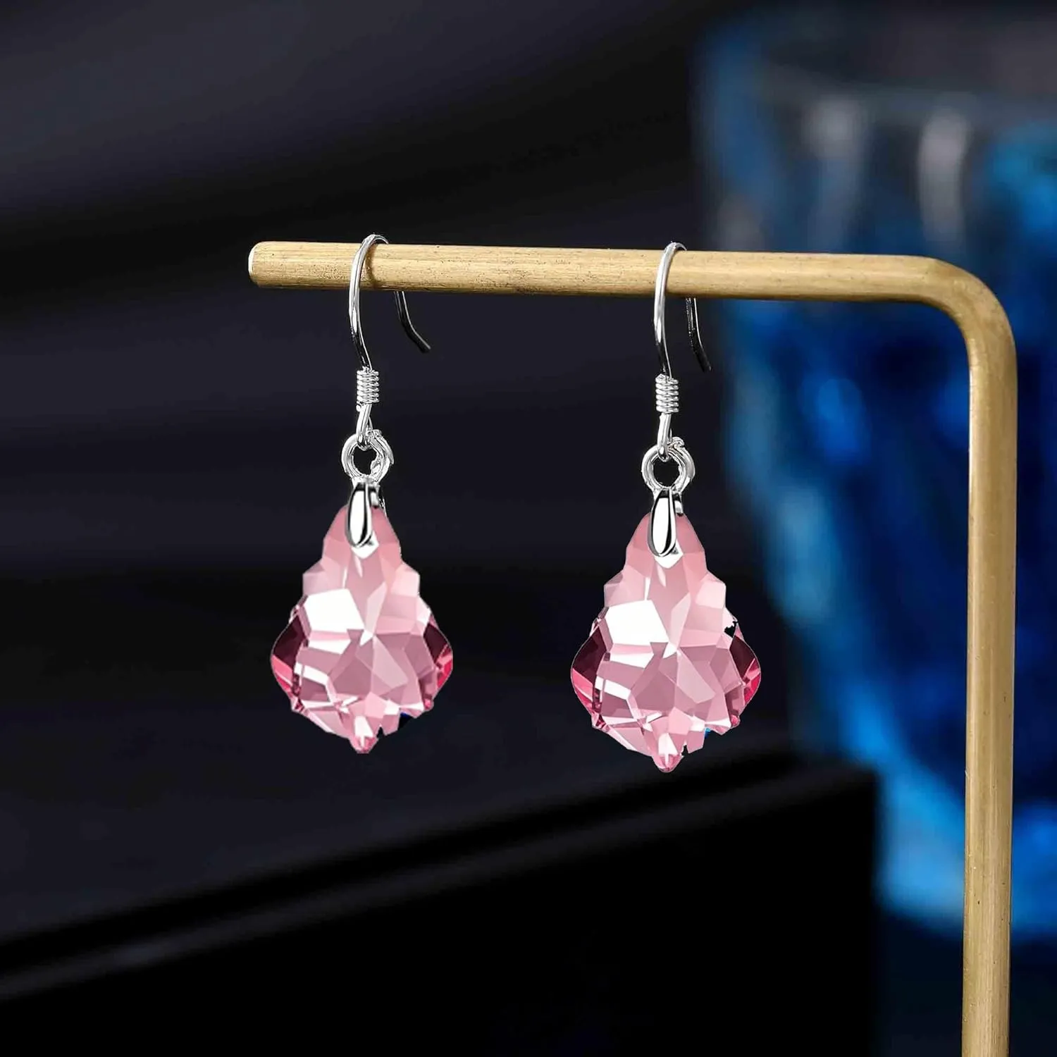 Austrian Crystal Baroque Drop Dangle Earrings for Women 925 Sterling Silver Hook Hypoallergenic Jewelry