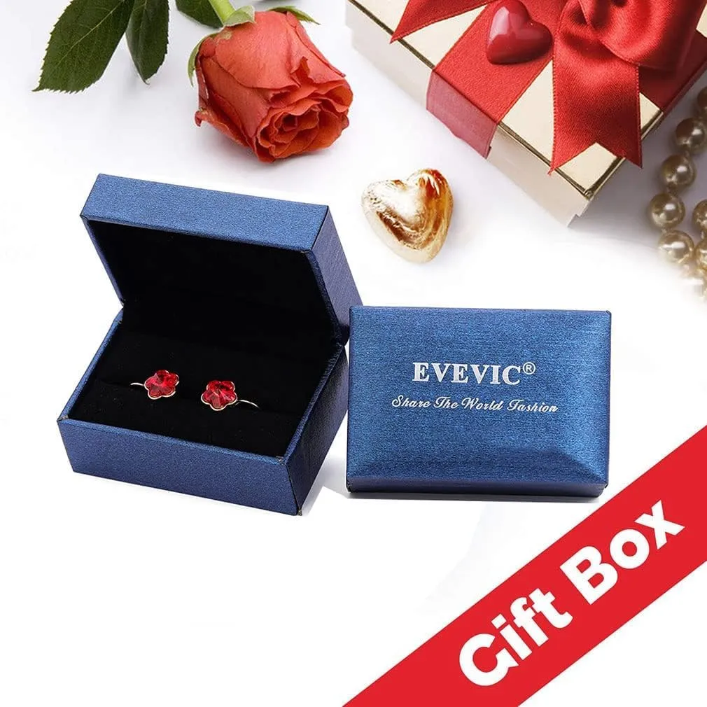 Austrian Crystal Flower Leverback Drop Earrings for Women 14K Rose Gold Plated Hypoallergenic Jewelry