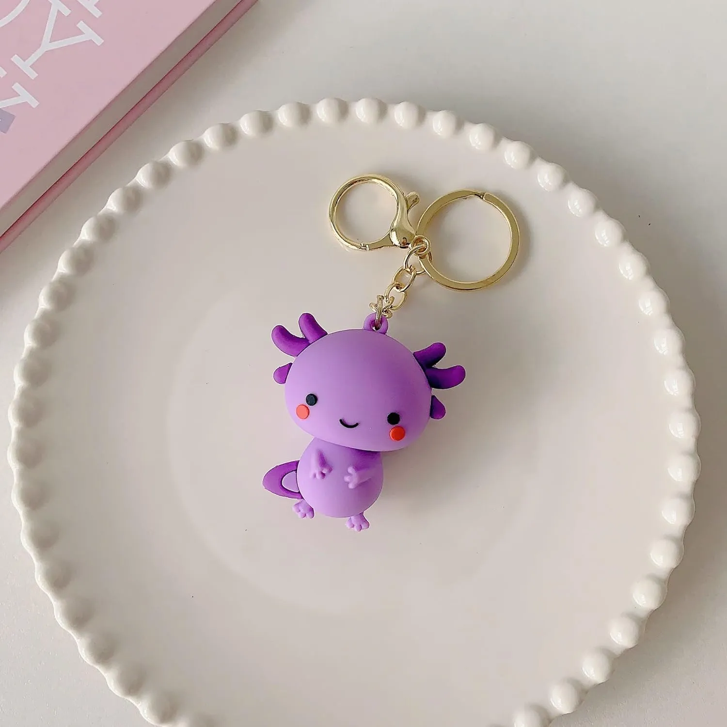 Axolotl Keychain Cute PVC Kawaii Keyrings for Women Backpacks Bags Purses Phones Car Keys