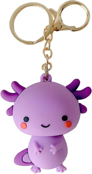 Axolotl Keychain Cute PVC Kawaii Keyrings for Women Backpacks Bags Purses Phones Car Keys