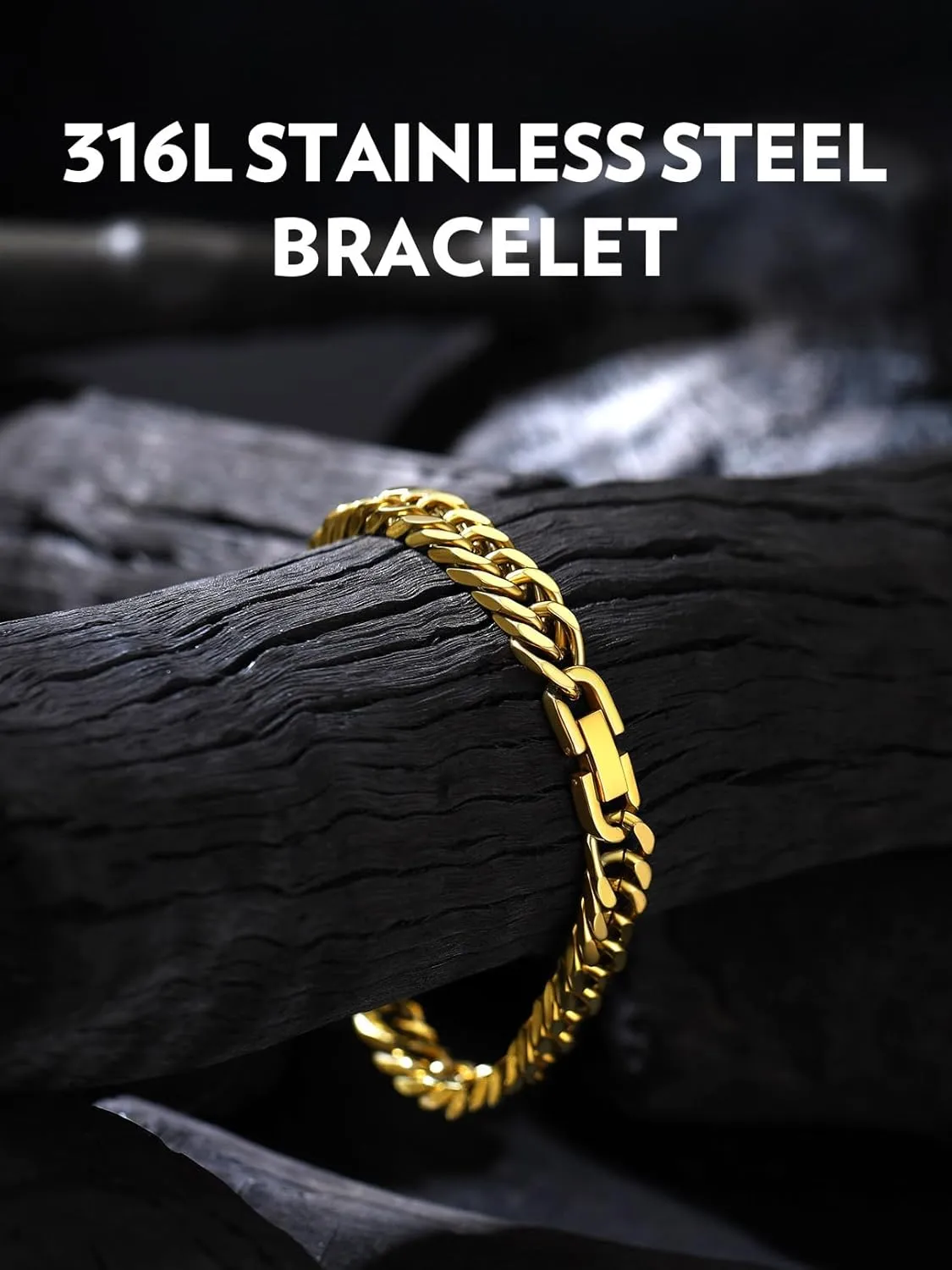 Bandmax Cuban Link Chain Bracelet for Men Women, Silver/Gold/Black Hip Hop Punk Biker Hand Chain Bracelets 7"-9" Mens Chunky Chain Jewelry