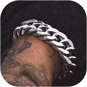 Bandmax Cuban Link Chain Bracelet for Men Women, Silver/Gold/Black Hip Hop Punk Biker Hand Chain Bracelets 7"-9" Mens Chunky Chain Jewelry