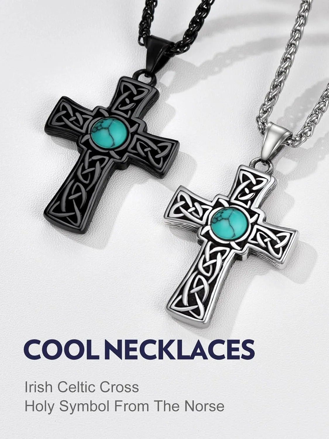 Bandmax Mens Cross Necklace Stainless Steel/Black Nail Cross Pendant Celtic Cross Necklaces Christian Crucifix Necklace Chain for Men Women