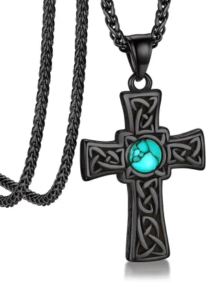 Bandmax Mens Cross Necklace Stainless Steel/Black Nail Cross Pendant Celtic Cross Necklaces Christian Crucifix Necklace Chain for Men Women