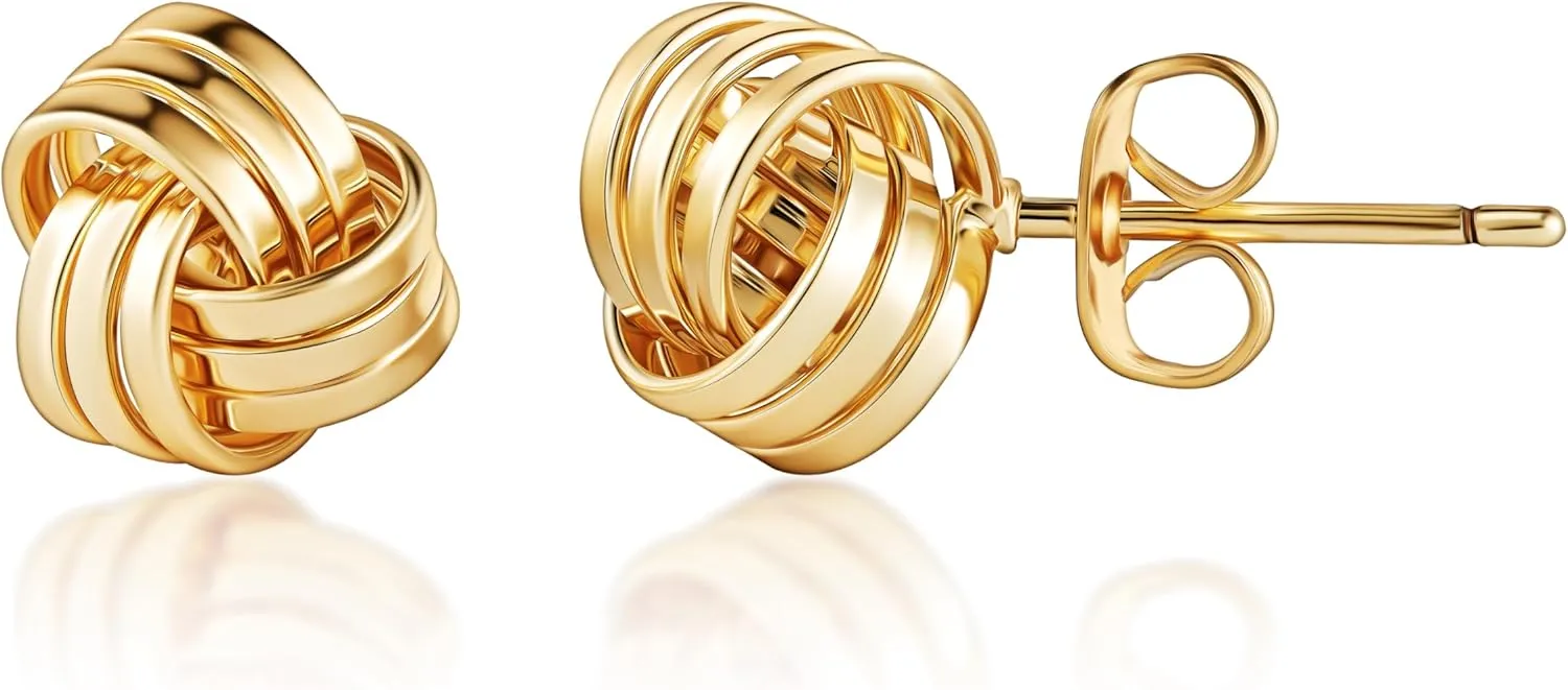 Barzel 18K Gold Plated Woven Love Knot Stud Earrings - Made In Brazil