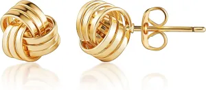 Barzel 18K Gold Plated Woven Love Knot Stud Earrings - Made In Brazil