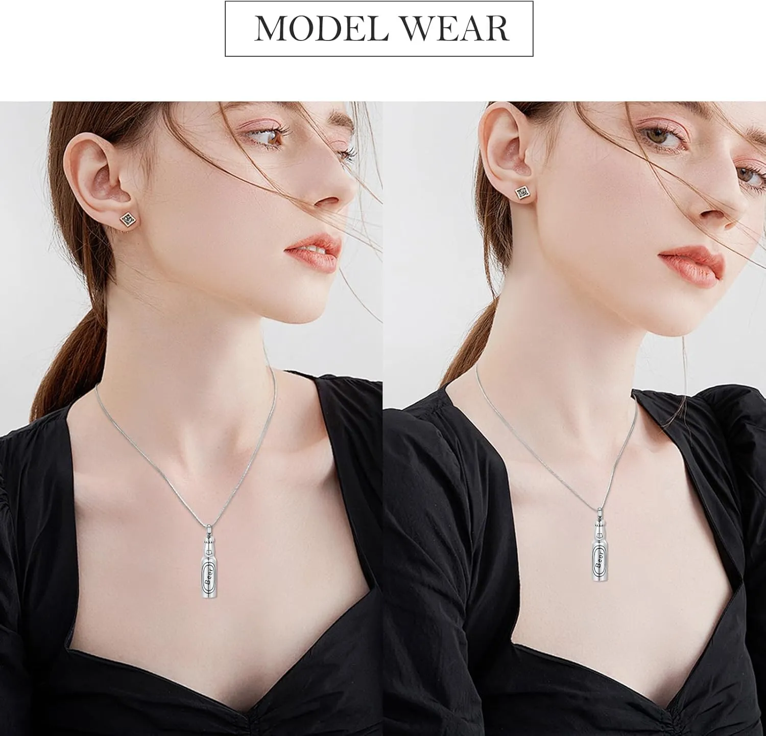 Beer Bottle Urn Necklace for Ashes Bar Cremation Jewelry for Women Men Stainless Steel Memorial Necklaces Ash Pendant for Human Pets Keepsake Jewelry for Loved Ones with Fill Tool