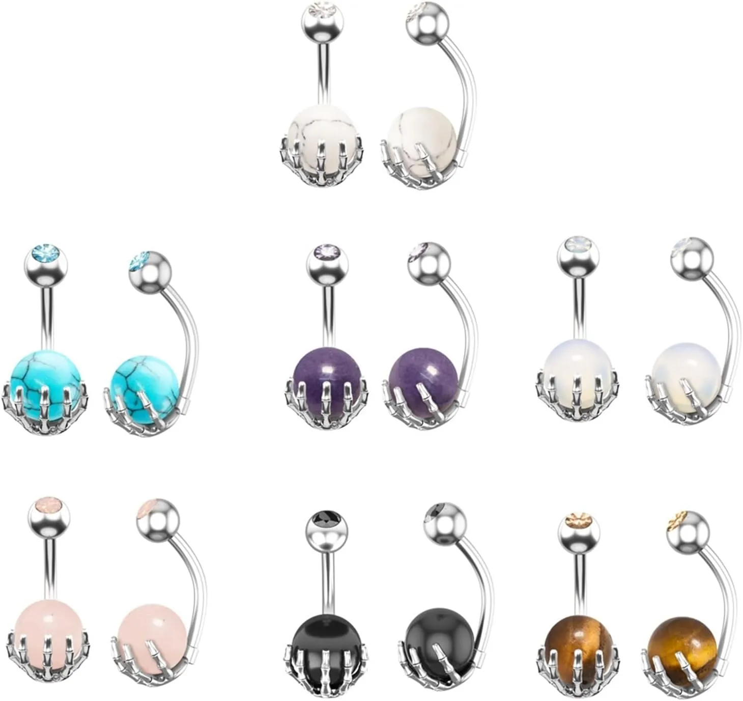 Belly Ring, Belly Rings Stainless Steel Stainless Steel 14G Belly Ring for Women Claw Design Wedding